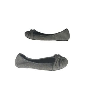 American Eagle Ballet Flats 11 Black White Herringbone Knotted Round Toe Classic